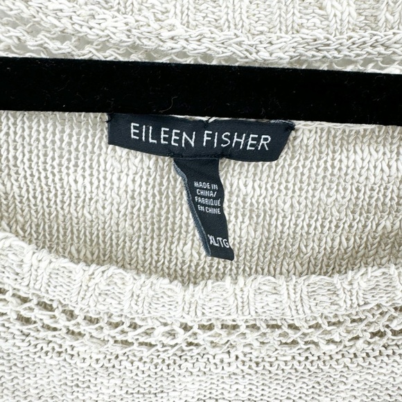 ✅ EILEEN FISHER ORGANIC LINEN BLEND SCOOP NECK LONG SLEEVE SWEATER CREAM X-LARGE - Picture 6 of 6